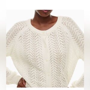 Aritzia Wilfred London pointelle Knit cardigan Sweater, ivory, Sz L